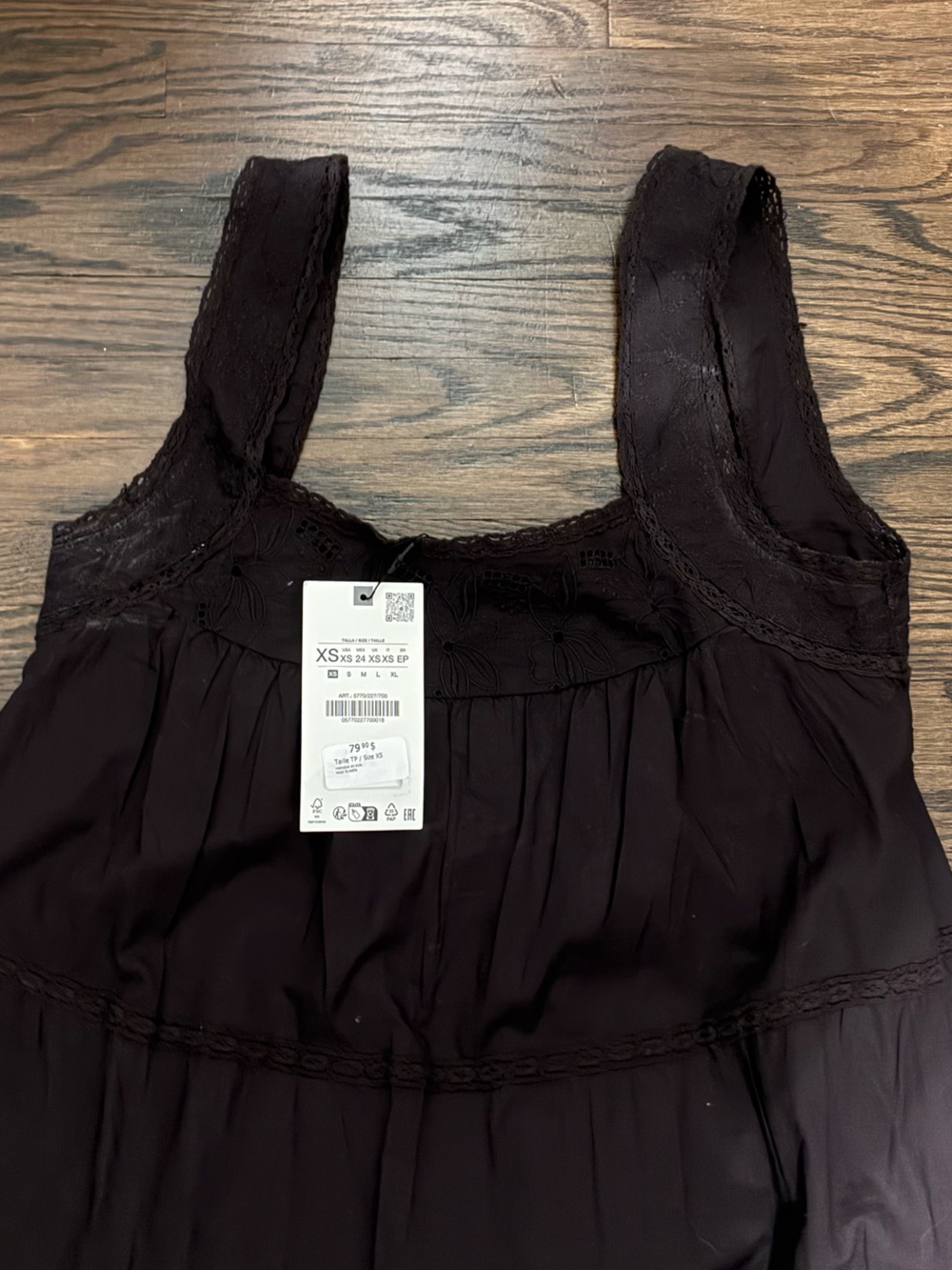 Zara Black Maxi Dress with Lace Trim